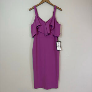RACHEL Rachel Roy Off The Shoulder V-Neck Ruffle Dress Lilac Purple Size Large